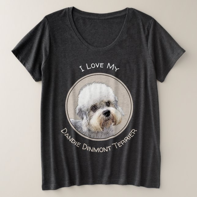 Camiseta Dandie Dinmont Terrier pintando pintura original d (Frente do Design)