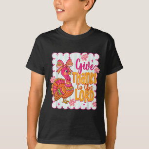 Camiseta Dando Graças Ao Senhor Peru De Ação De Graças Rosa