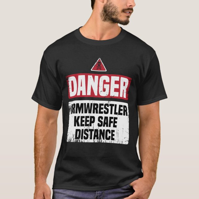 Camiseta Danger Armwrestling Engraçado Pai presente (Frente)