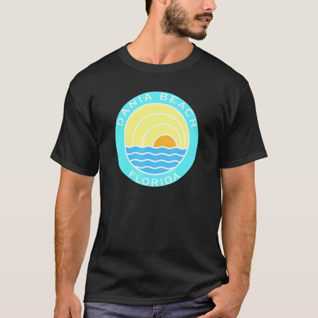 Camiseta Dania Beach Florida Retro Sunset (Frente)