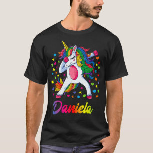Camiseta Daniela Dabbing Unicorn Rainbow Nome Personalizado