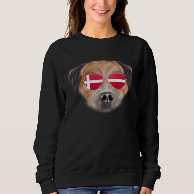 Camiseta Danish Flag Border Terrier Dog Denmark Pocket (Frente)