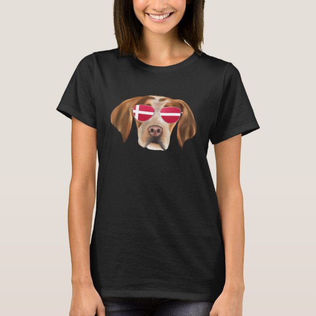 Camiseta Danish Flag Brittany Dog Denmark Pocket (Frente)