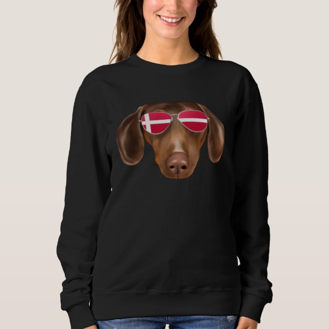 Camiseta Danish Flag Brown Dachshund Dog Denmark Pocket (Frente)