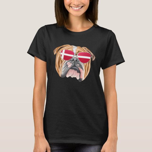 Camiseta Danish Flag Bulldog Dog Denmark Pocket (Frente)