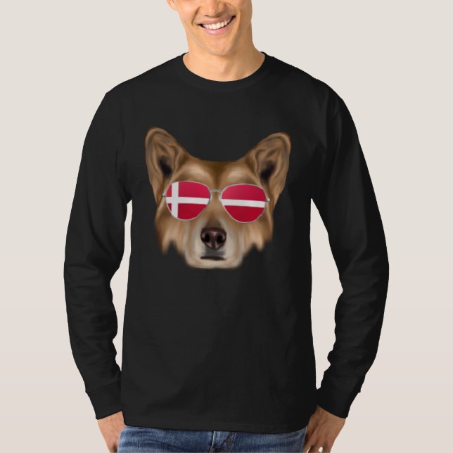 Camiseta Danish Flag Chinese Crested Dog Denmark Pocket (Frente)