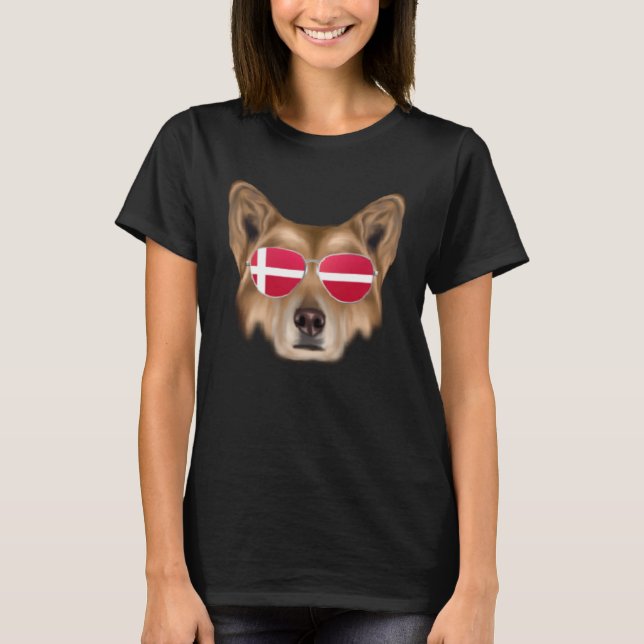 Camiseta Danish Flag Chinese Crested Dog Denmark Pocket (Frente)