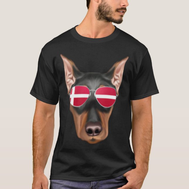 Camiseta Danish Flag German Pinscher Dog Denmark Pocket (Frente)