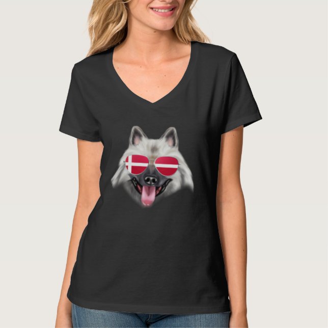 Camiseta Danish Flag Keeshond Dog Denmark Pocket (Frente)