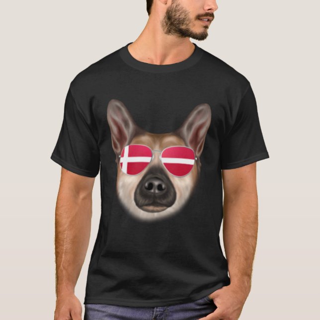 Camiseta Danish Flag Norwegian Buhund Dog Denmark Pocket (Frente)