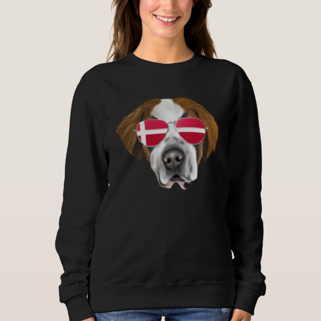 Camiseta Danish Flag St Bernard Dog Denmark Pocket (Frente)