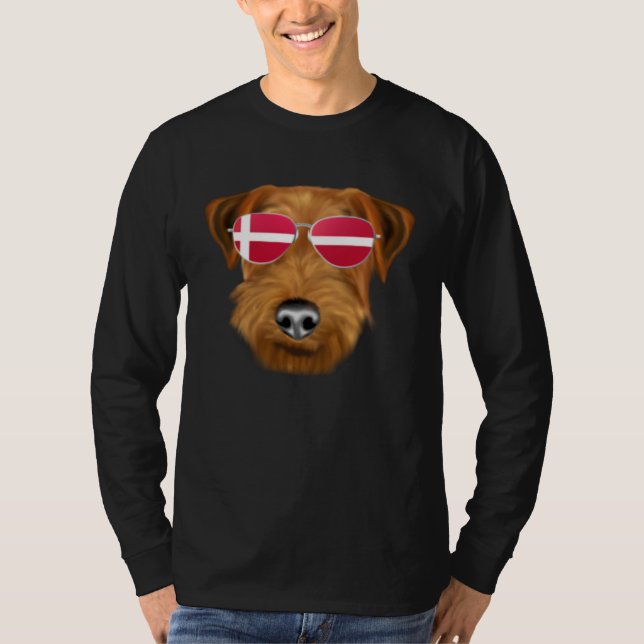 Camiseta Danish Flag Welsh Terrier Dog Denmark Pocket (Frente)