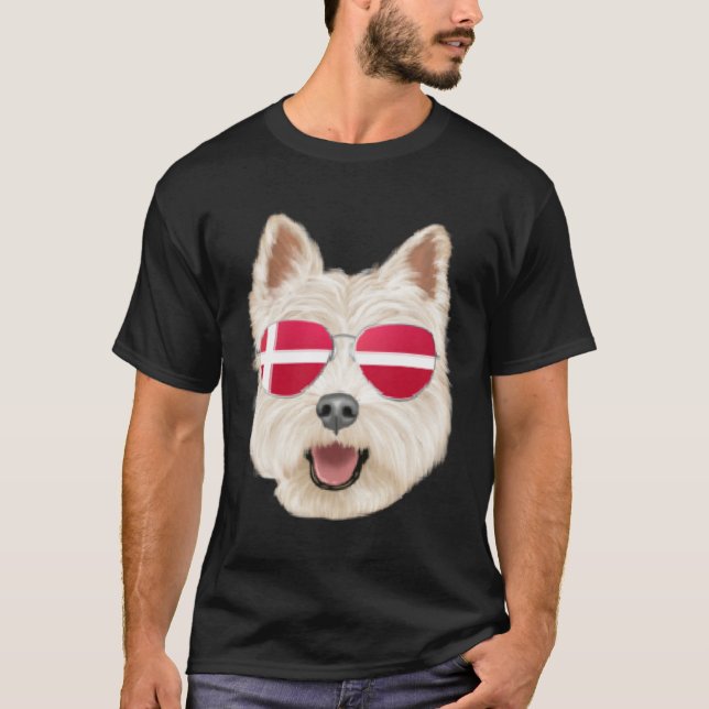 Camiseta Danish Flag West Highland White Terrier Dog Denmar (Frente)