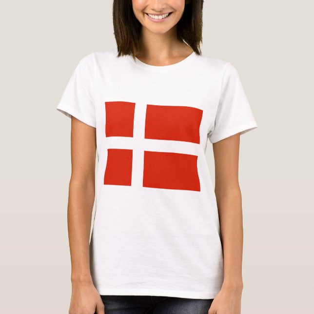 Camiseta Dannebrog; Bandeira oficial da Dinamarca (Frente)