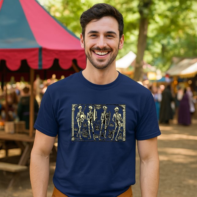 Camiseta Danse Macabre Skeleton Musicians Medieval Art (Criador carregado)