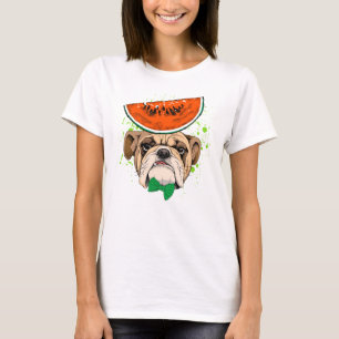 Camiseta Dapper Bulldog com Watermelon Hat e Arco Verde