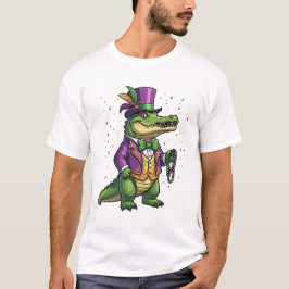 Camiseta Dapper Mardi Gras Alligator Masquerade Suit & Tie 