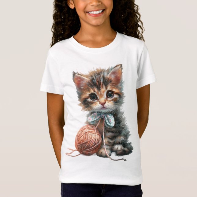 Camiseta Dapper & Sweet Kitten com um Arco de pescoço encan (Frente)