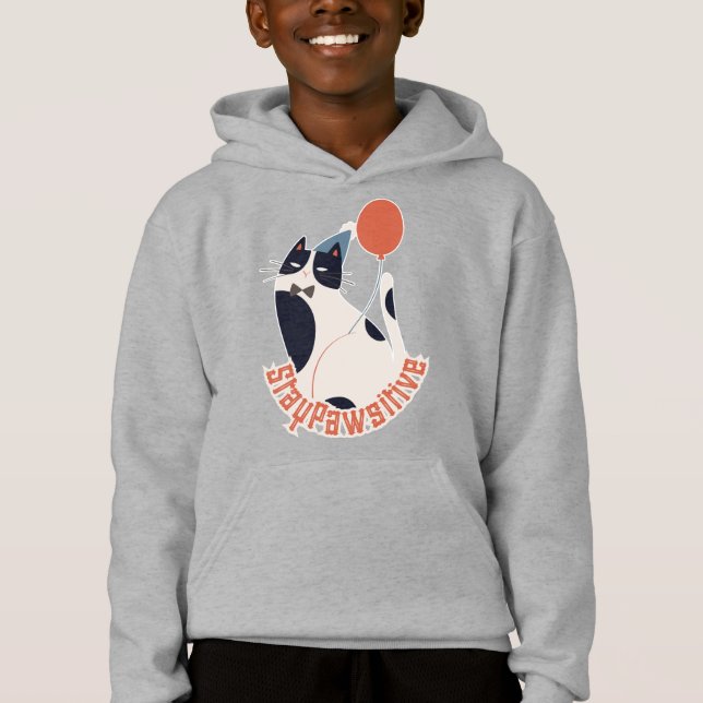 Camiseta Dapper Tuxedo Cat with Balloon Kids Hoodie (Frente)