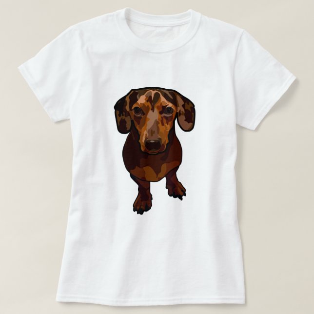 Camiseta Dapple o Dachshund artística (Frente do Design)