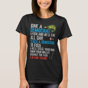 Camiseta Dar A Um Democrata Peixes Engraçados Homens Republ