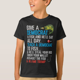 Camiseta Dar A Um Democrata Peixes Engraçados Homens Republ