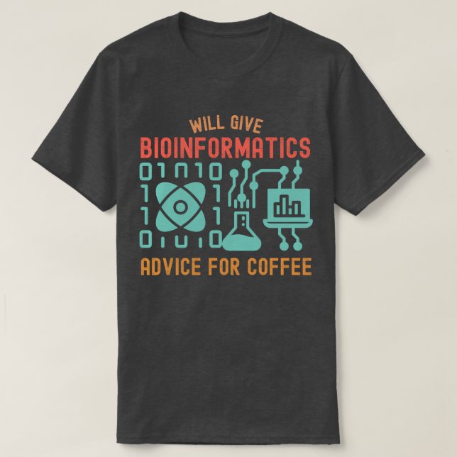 Camiseta Dará Conselhos de Bioinformática para Café (Frente do Design)