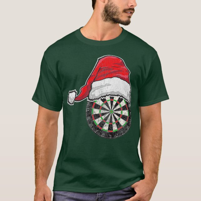 Camiseta Dardo Natal Santa Hat Engraçado Jogo Dart Dart Dar (Frente)