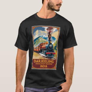 Camiseta Darjeeling India Train Painterly Viagem Art Retro