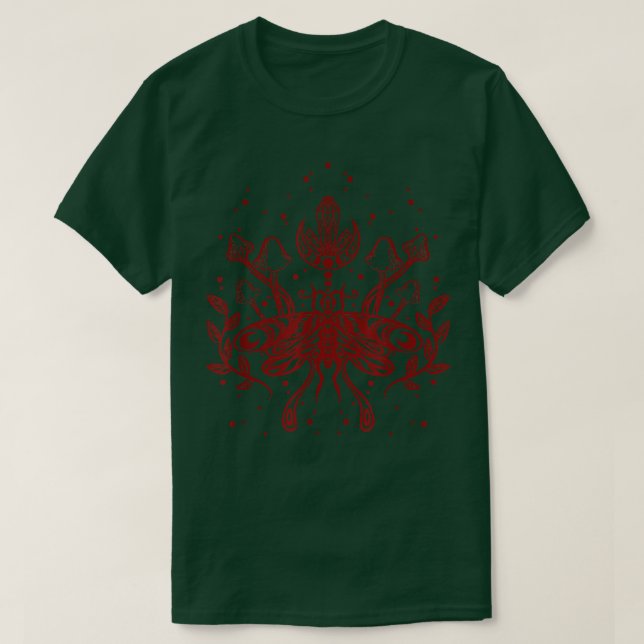 Camiseta Dark Academia Crystals Mushrooms Moth Moon Phases  (Frente do Design)