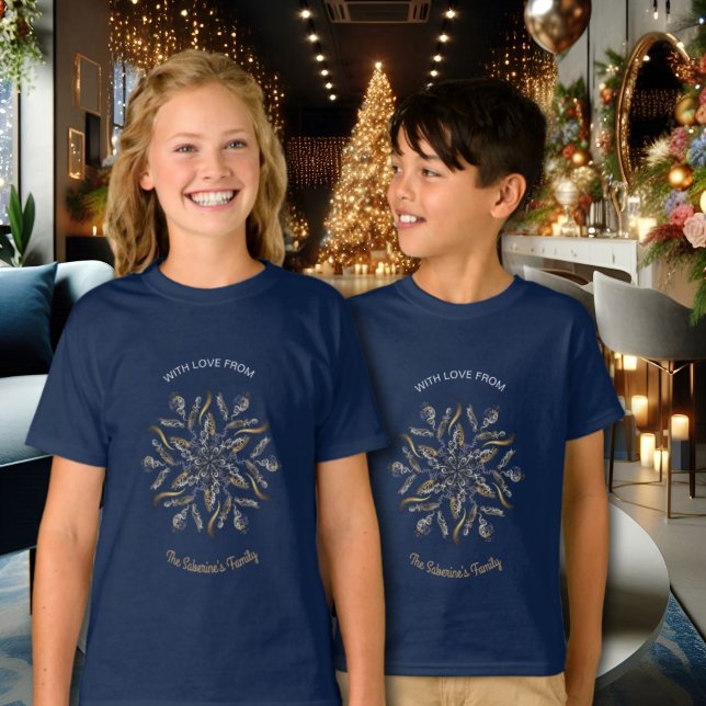 Camiseta Dark Blue & Gold Midnight Sparkle Stars New Year  (Criador carregado)