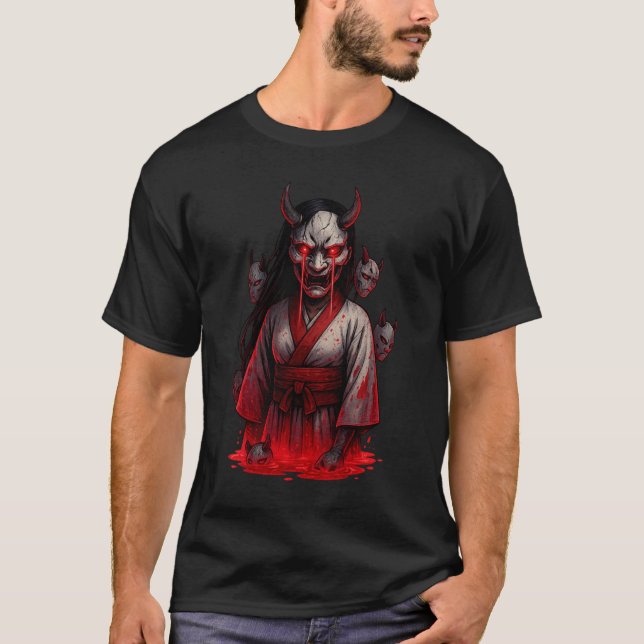 Camiseta Dark Cyberpunk Oni Girl (Frente)