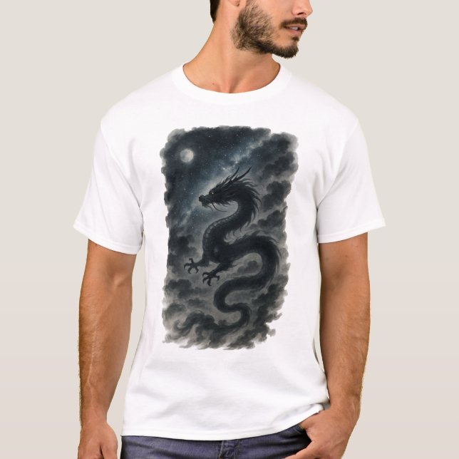 Camiseta 【Dark Dragon Japanese Ink Art Men’s T-Shirt】 (Frente)