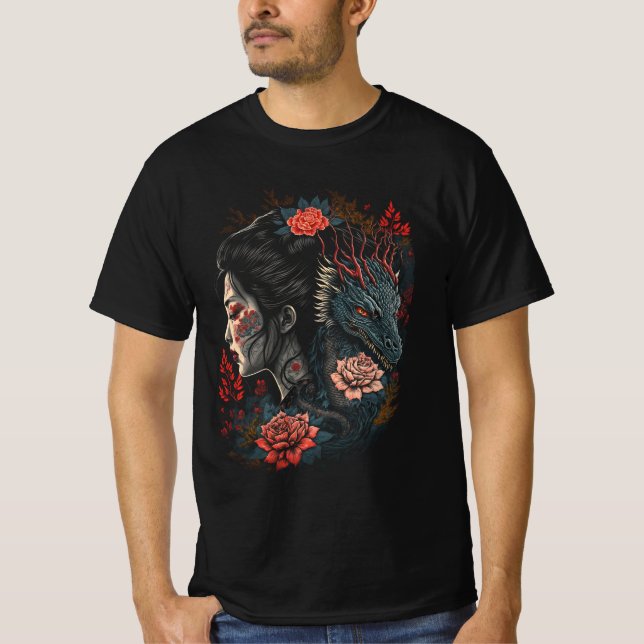 Camiseta Dark Geisha e o Dragão - Bloom nas Sombras (Frente)