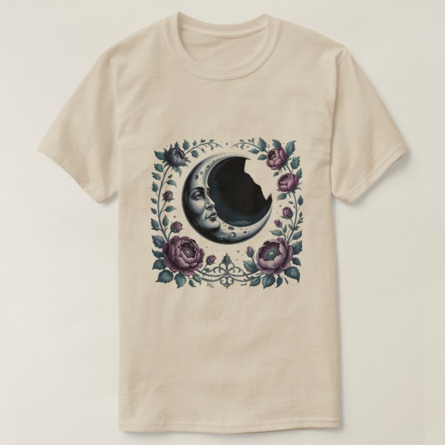 Camiseta Dark Moon Garden – Mystical Gothic Night Art (Frente do Design)