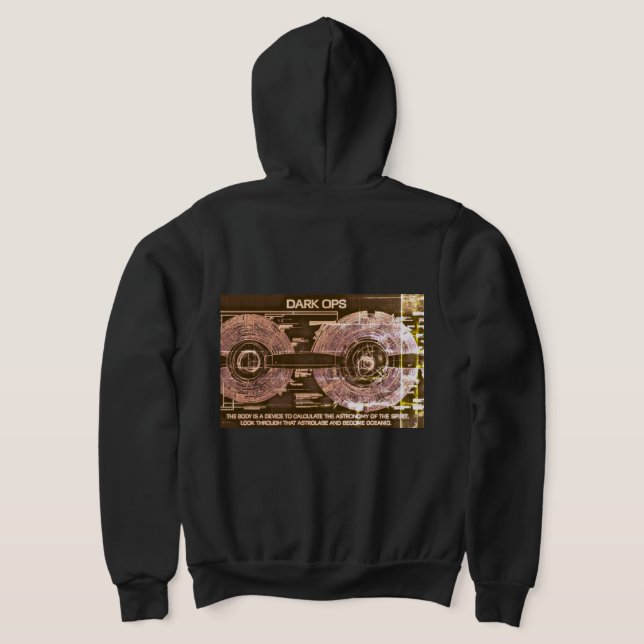 Camiseta Dark Ops Wormhole Hoodie —Interdimensional Dossier (Postura das costas)