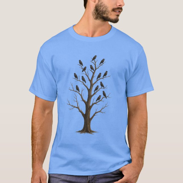 Camiseta Dark Raven Tree – Gothic Crow Art for Halloween  (Frente)