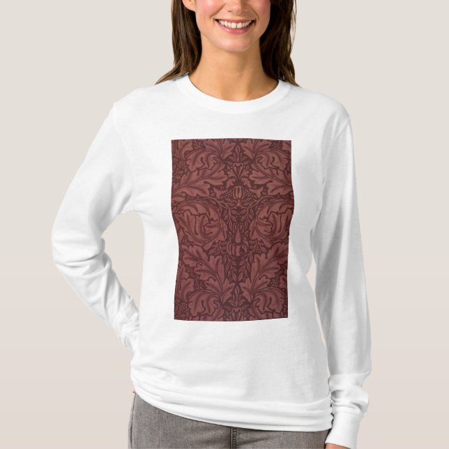 Camiseta Dark Red Acanthus Leaves (por William Morris) (Frente)