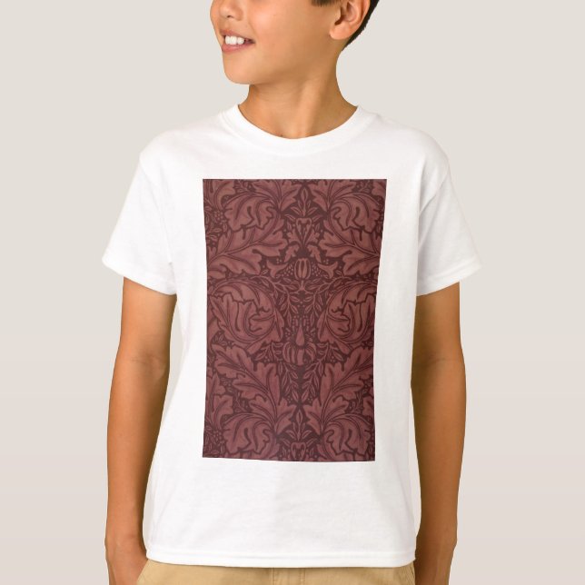 Camiseta Dark Red Acanthus Leaves (por William Morris) (Frente)
