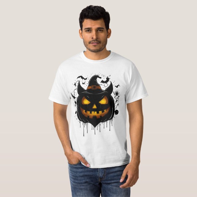 Camiseta Dark Witch Pumpkin with Glowing Eyes (Frente Completa)