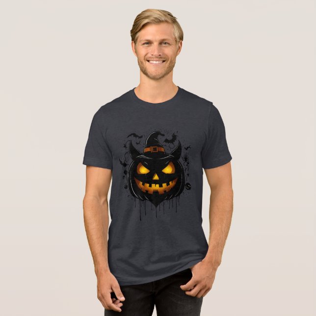Camiseta Dark Witch Pumpkin with Glowing Eyes (Frente Completa)