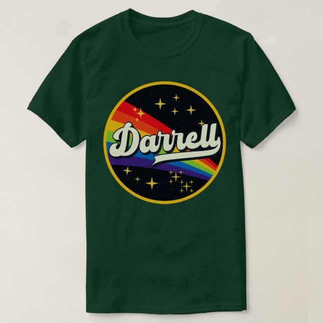 Camiseta Darrell Rainbow No Estilo De Vintagem Espacial (Frente do Design)