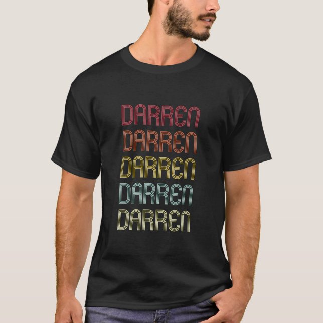 Camiseta Darren Retro Wordmark Pattern Vintage Personalizad (Frente)