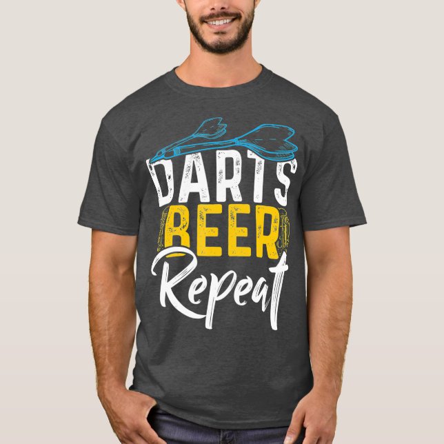 Camiseta Darts Beer Repete Jogador de Arte Engraçado (Frente)