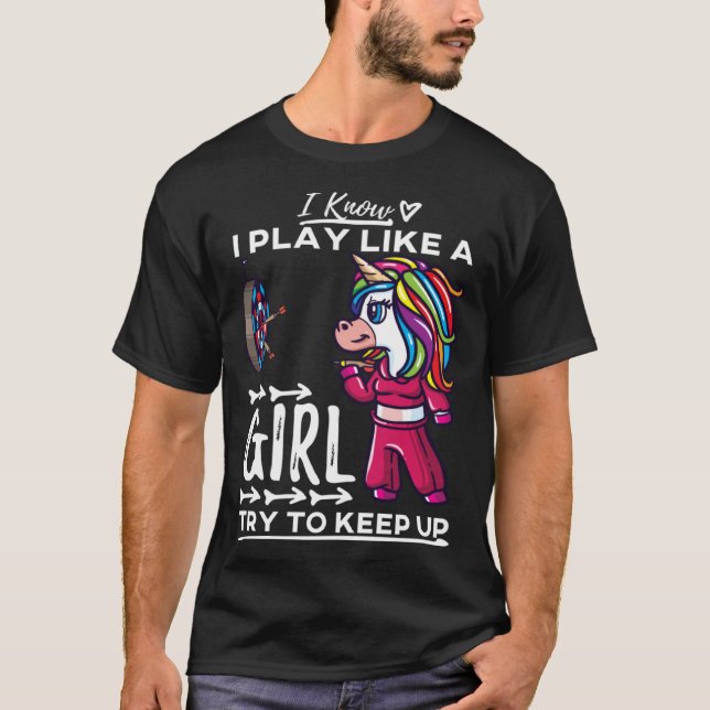 Camiseta Darts Women Arrows Field Team Play Like A Girl Uni (Frente)