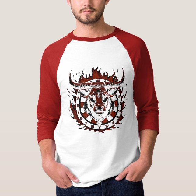 Camiseta Dartscheibe Feuer Stier Bulle Spezialdesign (Frente)