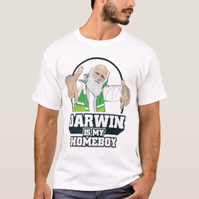 Camiseta Darwin é meu ficar em casa (a cor completa) (Frente)