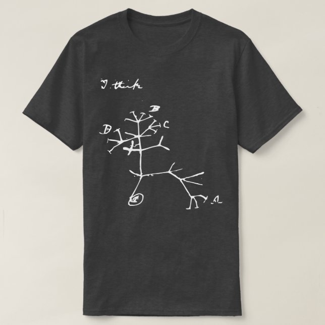 Camiseta Darwin I Think Tree White (Frente do Design)