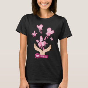 Camiseta das borboletas de Cancer de peito