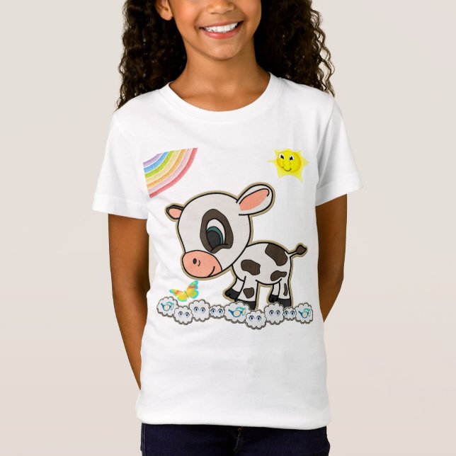 Camiseta das Garotas Arco-Íris de Vaca (Frente)